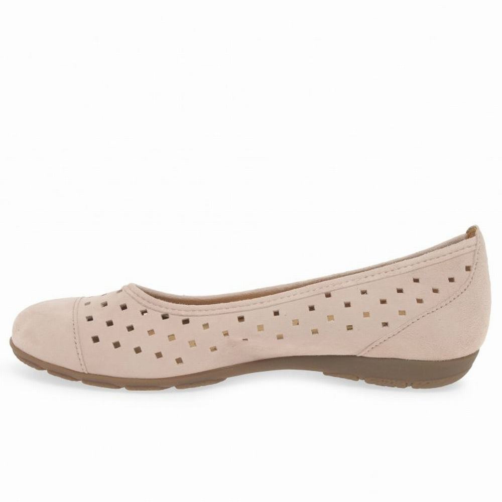 Gabor Ruffle Punched Detail Naisten Ballerinat Beige | FI0001938