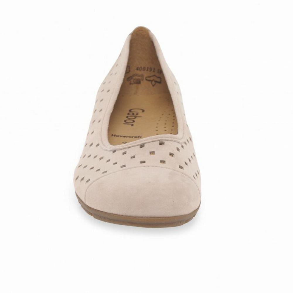 Gabor Ruffle Punched Detail Naisten Ballerinat Beige | FI0001938