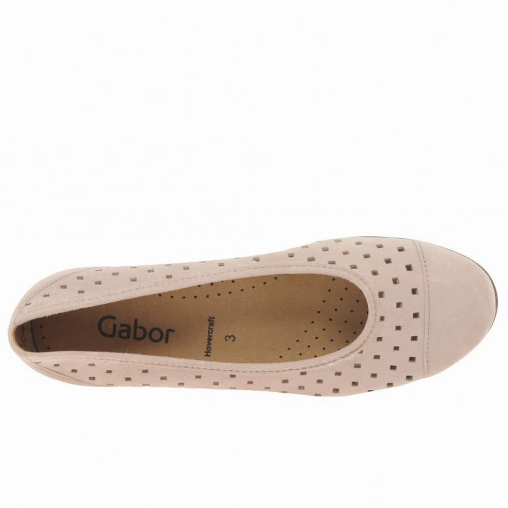 Gabor Ruffle Punched Detail Naisten Ballerinat Beige | FI0001938